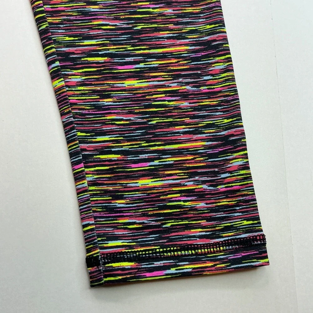 Justice Multicolor Active Leggings Kids Size 12 Space Dye Neon Striped 172044
